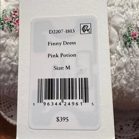 LoveShackFancy Finny Dress M NWT White Pink Floral Lace Smocked Mini Cottagecore - Picture 10 of 11